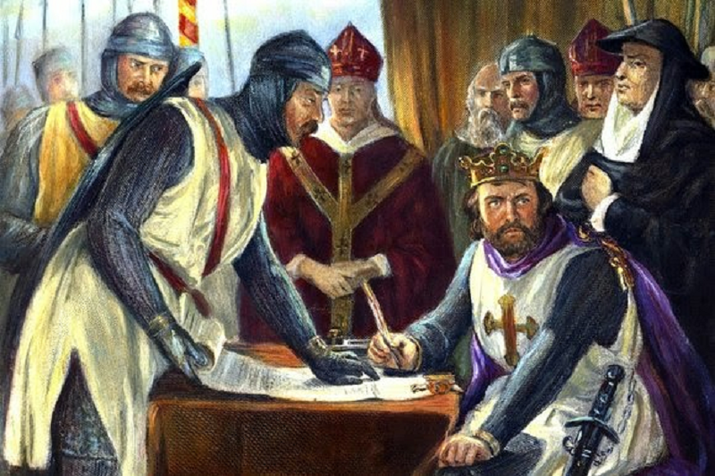 King John forced to sign the Magna Carta, June 15, 1215