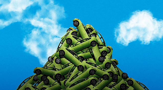 green-car-pile
